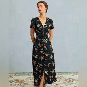 RIHOAS Black Floral Maxi Dress